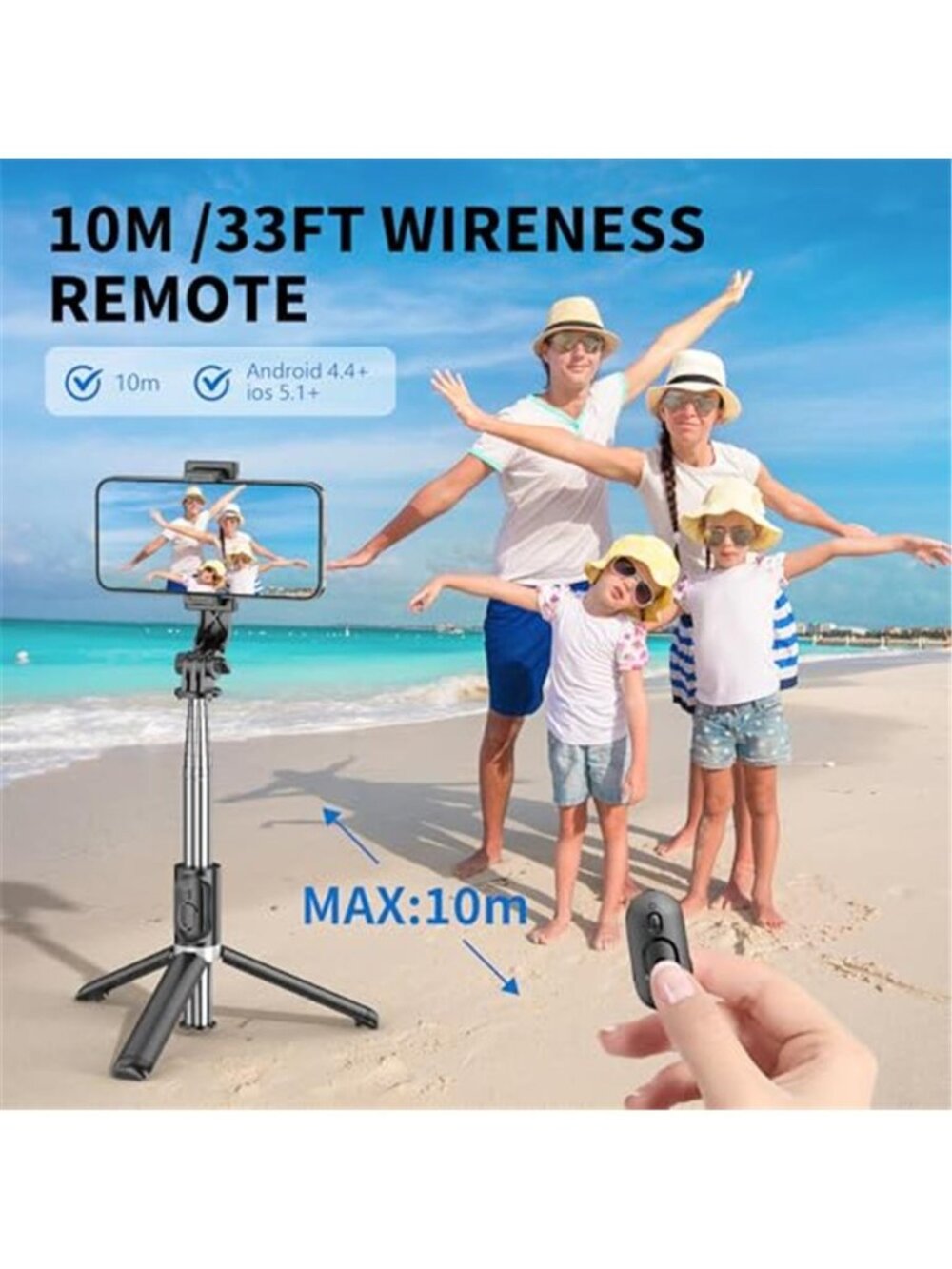 Selfie Stick Tripod All in One Extendable & Portable iPhone Tripod Selfie